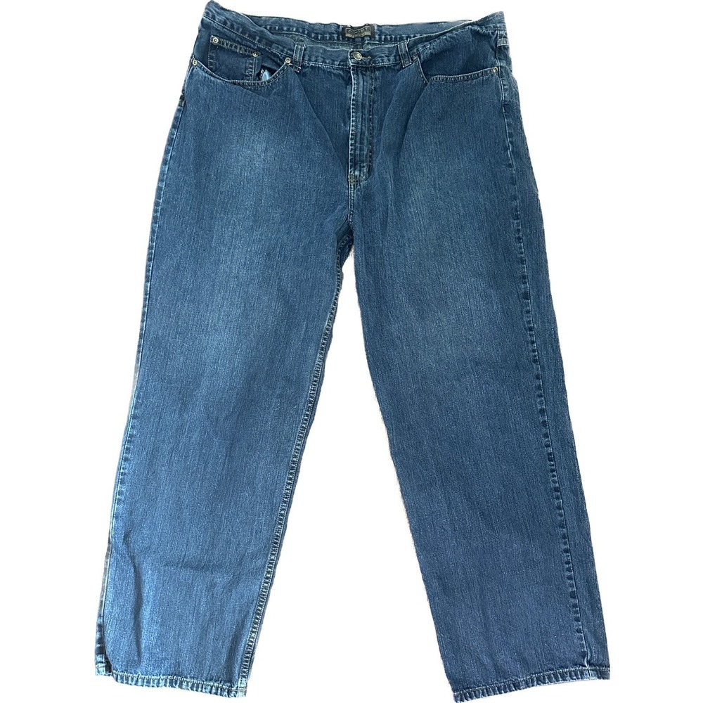 Axist Mens Stone Washed Straight Leg Causal Denim Blue Jeans Size 44x32